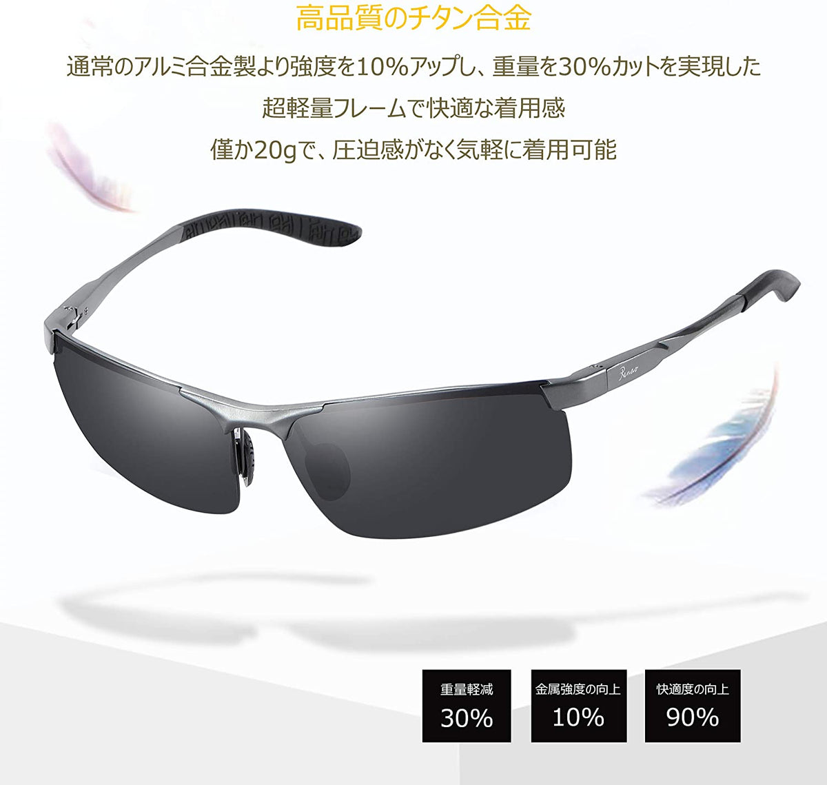 偏光サングラス スポーツサングラス メンズサングラス 超軽量 UV400